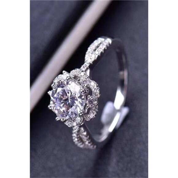 Platinum-Plated Six Prong 1 Carat Moissanite Ring